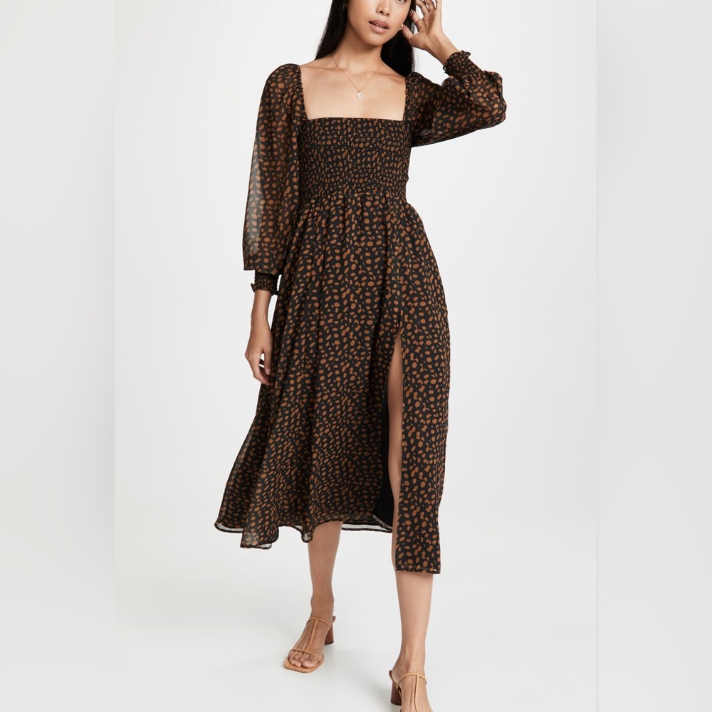 O.P.T. Classic Smocked Maxi Dress in Black Floral